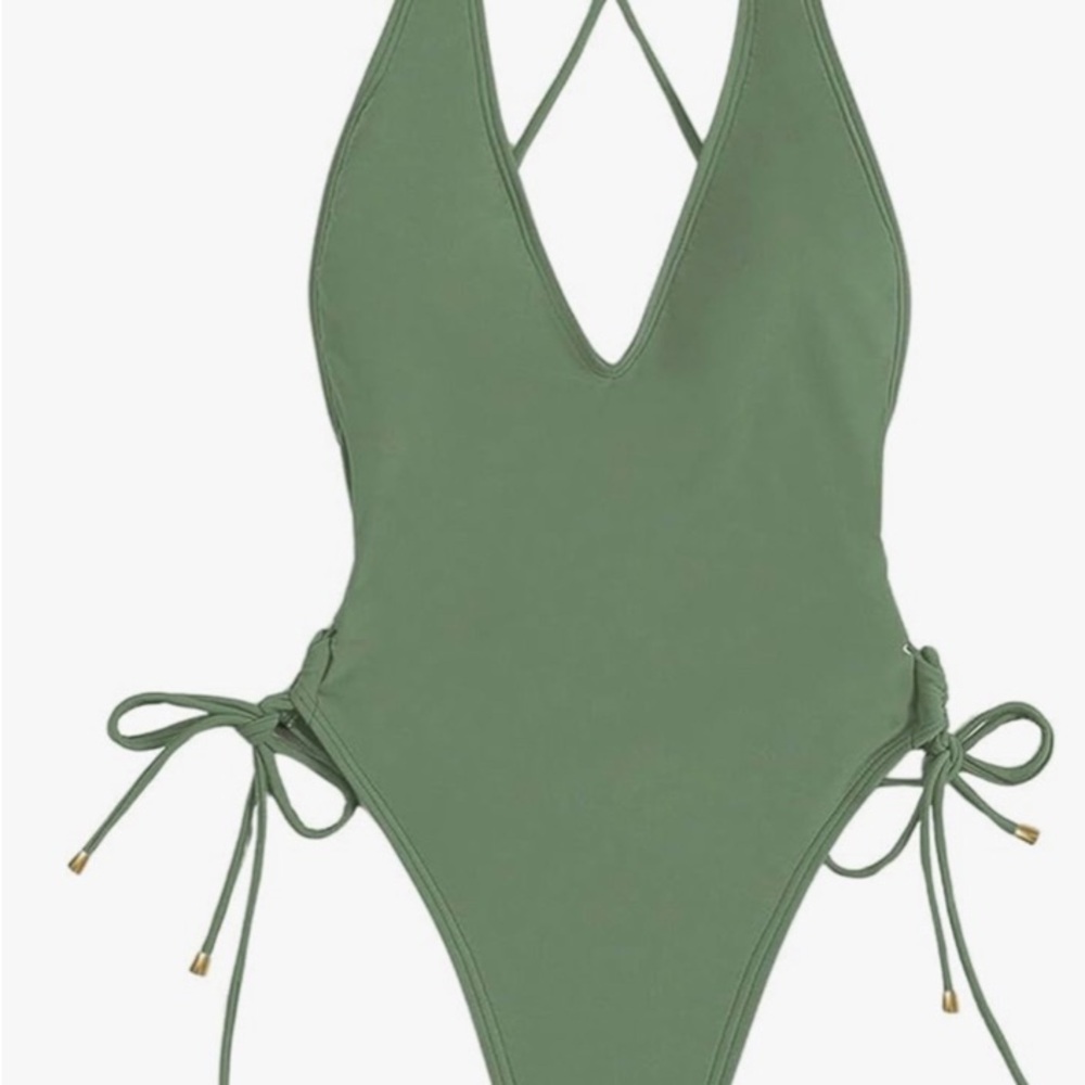 Green Halter One-Piece Swimsuit
